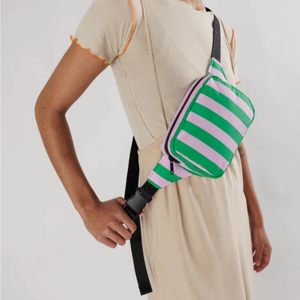 Baggu Green Pink Puffy Fanny Pack